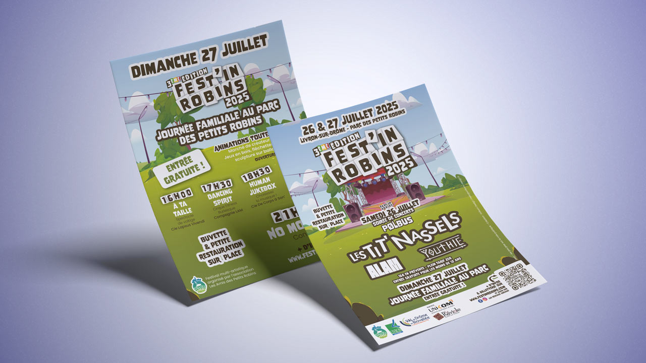 flyer-affiche-drome-ardeche Visuel d'un flyer et d'une affiche réalisé par Unikom Design pour un événement musical